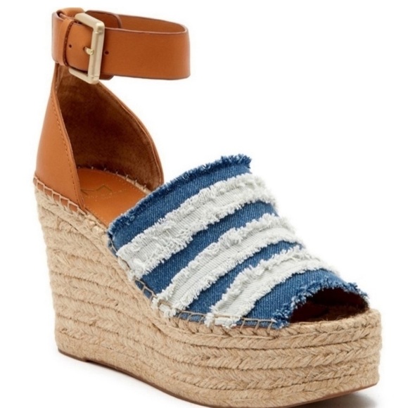 NWOT Marc Fisher ‘Adria’ Denim Espadrille Heels Size 7.5 - Picture 2 of 11